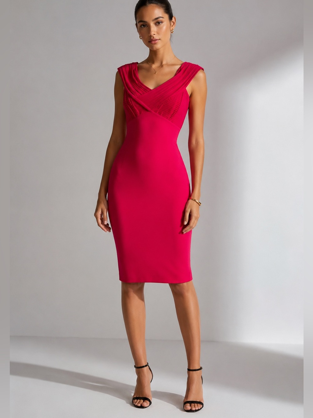Vintage Herve Leroux Couture Paris Red Bandage Dress Bodycon Size 38 US 6 France